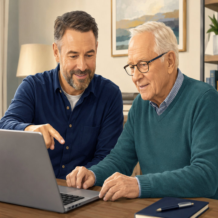 Patient computer assistance for an older adult